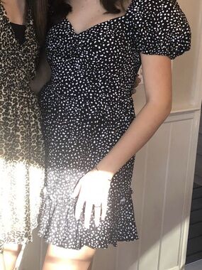 Bar III Black and White Smocked mini dress